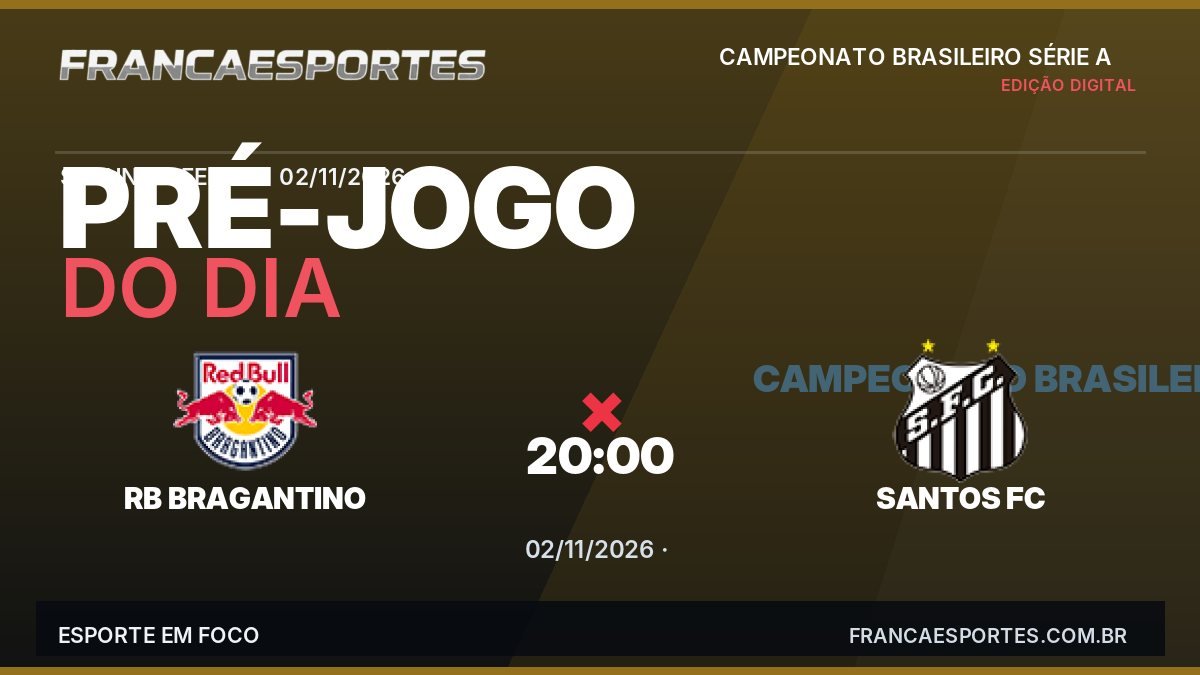Capa do pré-jogo: RB Bragantino x Santos FC, 02/11 às 20h00