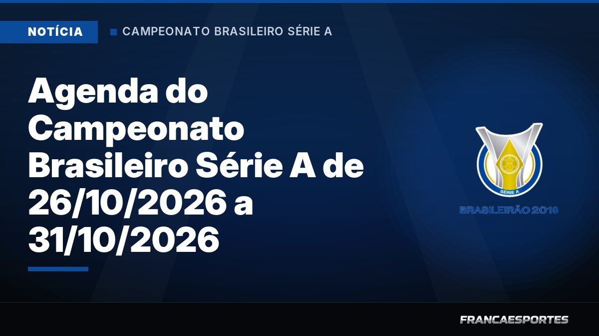 Capa: Agenda do Campeonato Brasileiro Série A de 26/10/2026 a 31/10/2026