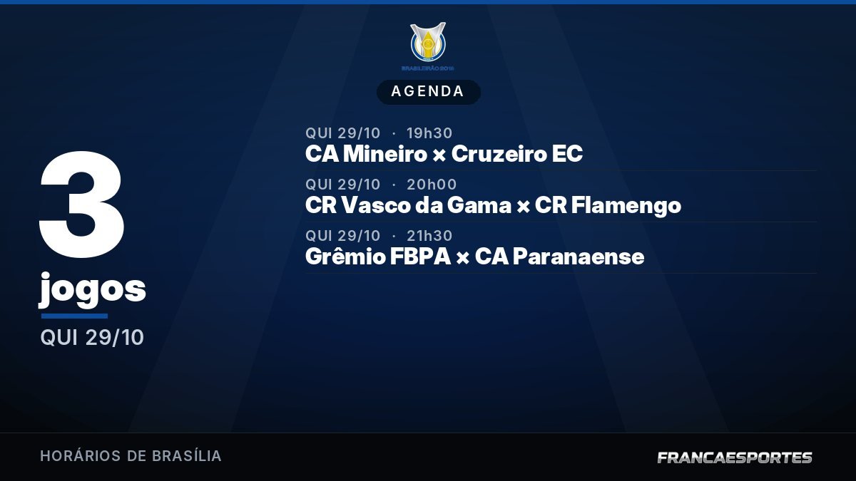Capa da agenda com 3 jogos