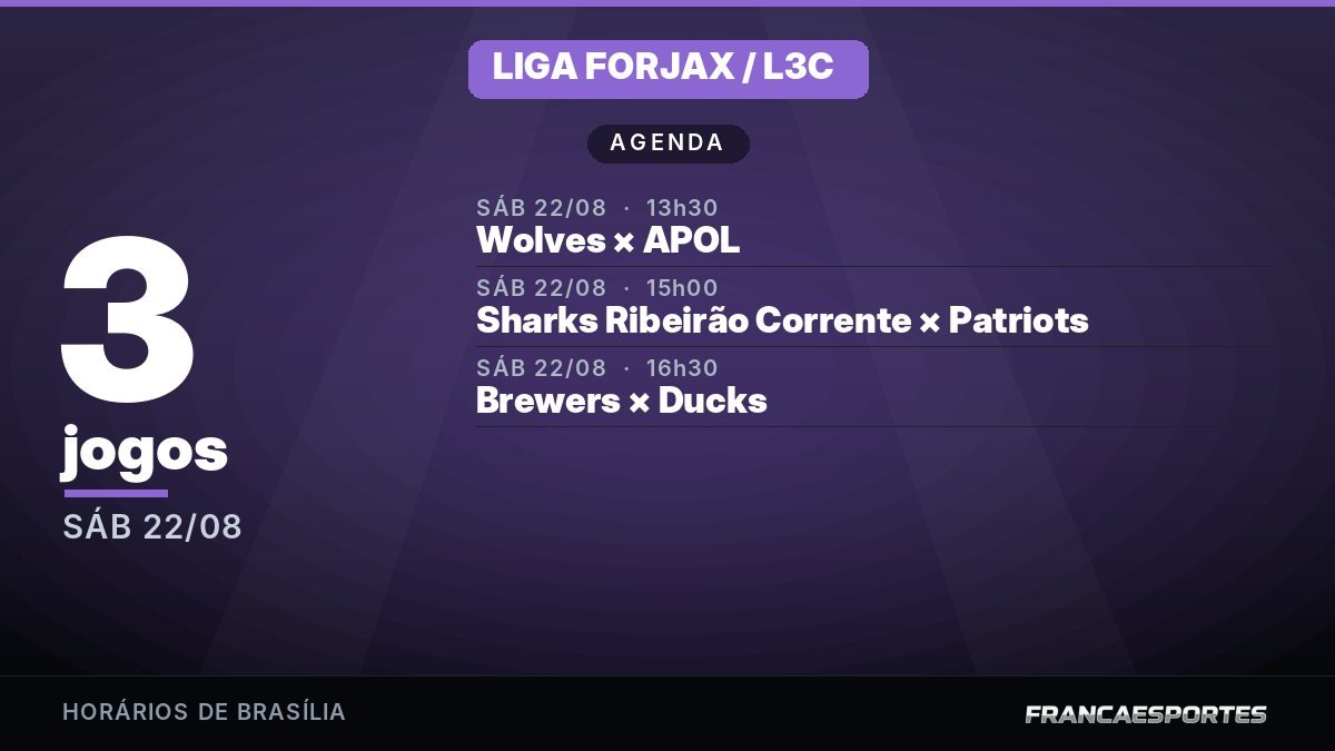 Capa da agenda com 3 jogos