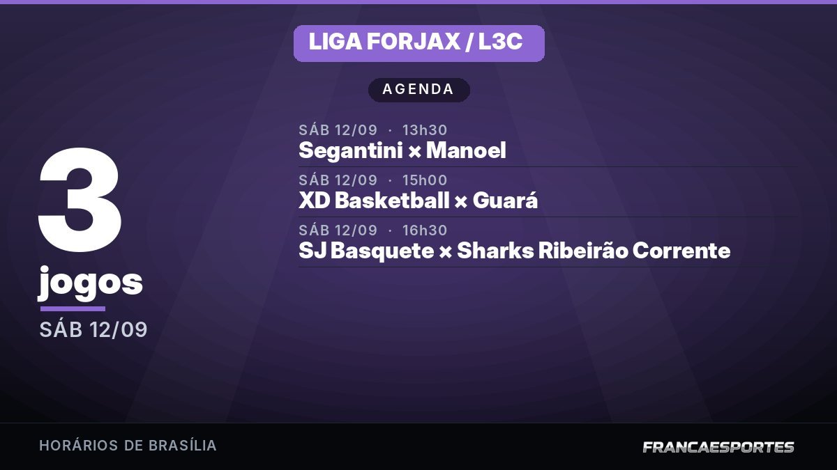 Capa da agenda com 3 jogos