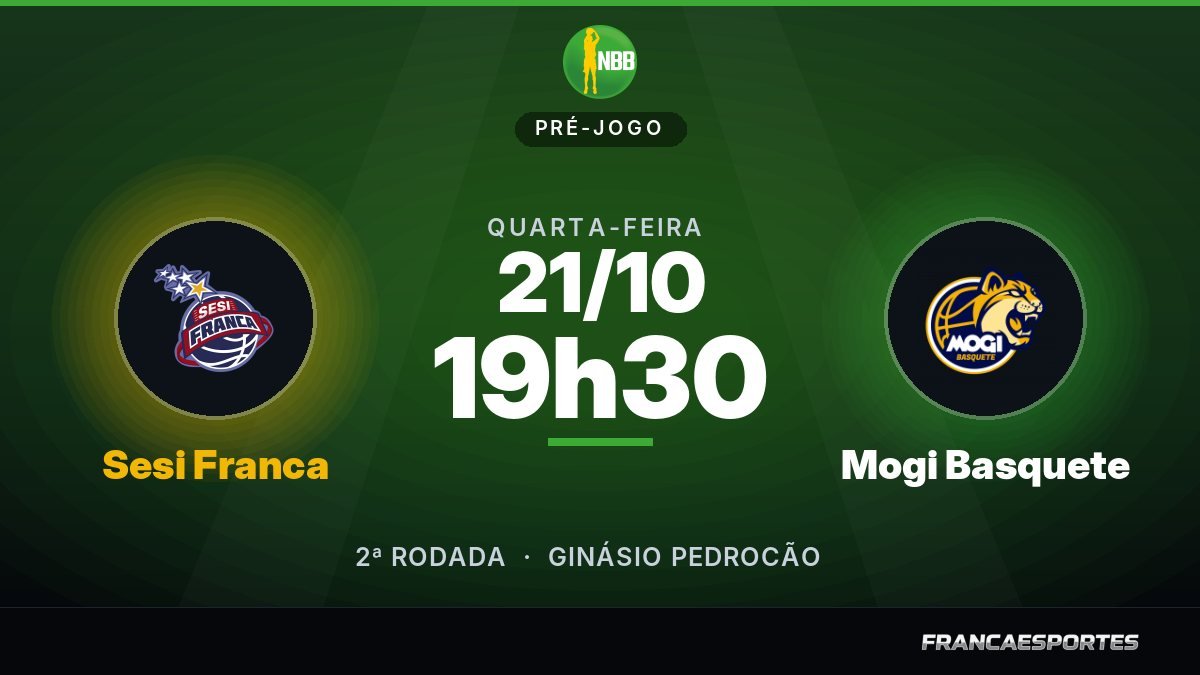 Capa do pré-jogo: Sesi Franca x Mogi Basquete, 21/10 às 19h30