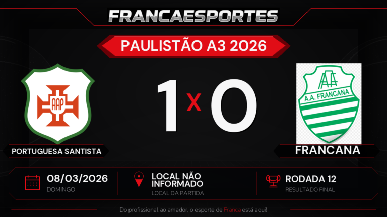 Francana perde para Portuguesa Santista por 1 a 0 pela 12ª rodada do Paulistão A3 - Franca Esportes