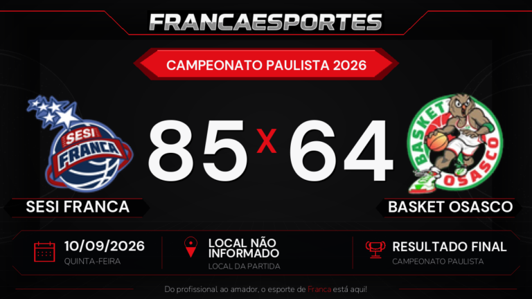 Sesi Franca vence BASKET OSASCO por 85 a 64 pelo Campeonato Paulista - Franca Esportes